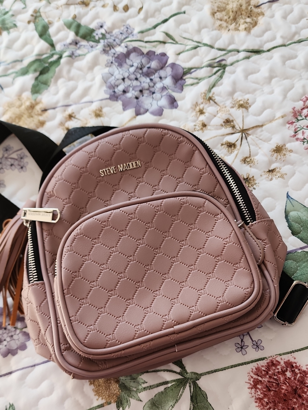 Steve Madden Dusty Mauve Quilted Mini Backpack